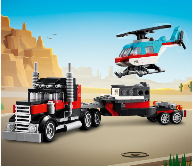 LEGO Creator 3 w 1 Ciężarówka z platformą i helikopterem 31146 - 1202658 - zdjęcie 9